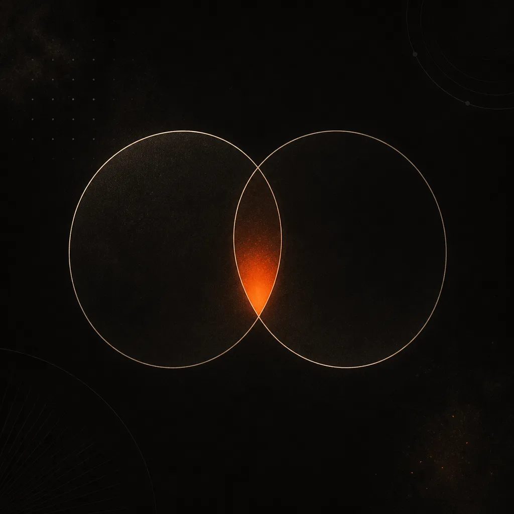 Diagramme de Venn où l'intersection entre les citations de ChatGPT et le top 10 Google se réduit à une fine lentille orange