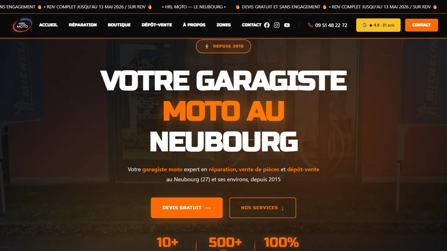 Capture du site HRL Moto