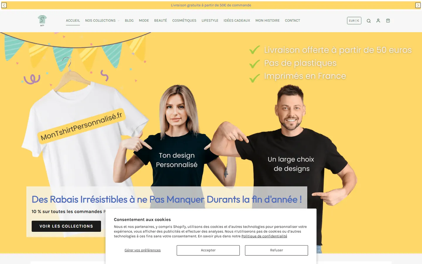 Capture du site Mon T-Shirt Personnalisé